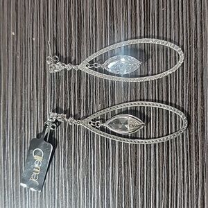 Silver Crystal Dangle Drop Earrings